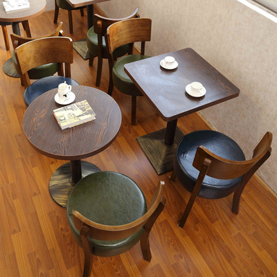 田园餐桌复古西餐厅桌椅组合铁艺咖啡厅桌椅休闲洽谈小店候客桌椅 - 360购物
