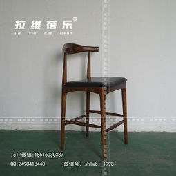西餐厅吧台凳 咖啡吧吧椅 休闲实木吧凳定制
